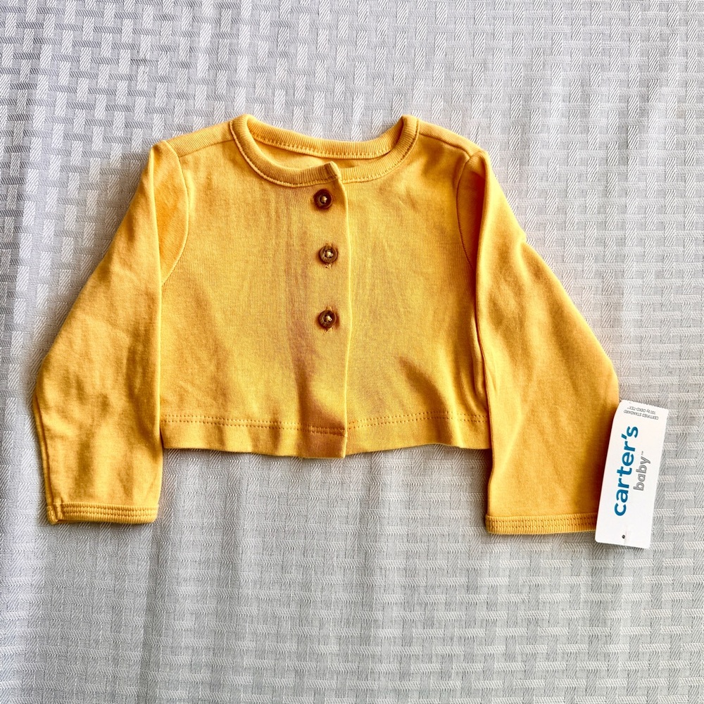 Carter’s Baby Mustard Yellow Cardigan 3M NWT Button Front Cotton